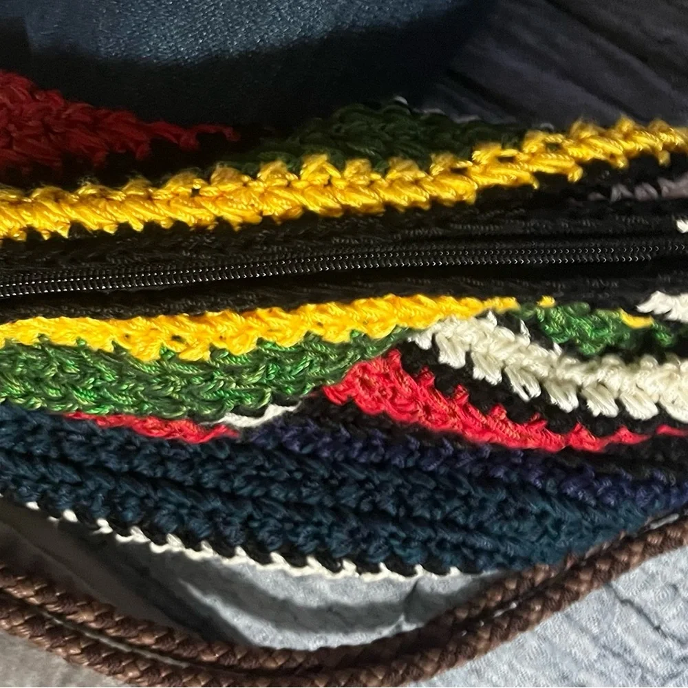 The Sak,roots,  Eco-Friendly Multi-Color Striped Crochet Shoulder Bag